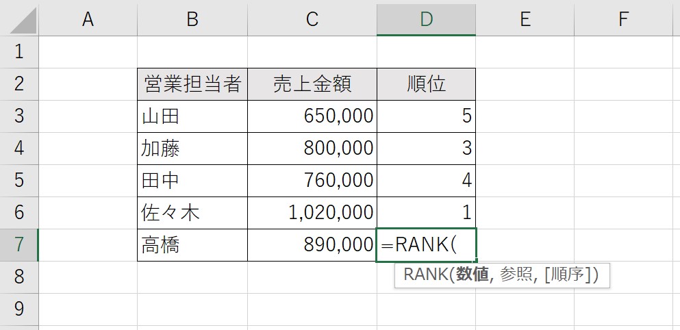 RANK関数01