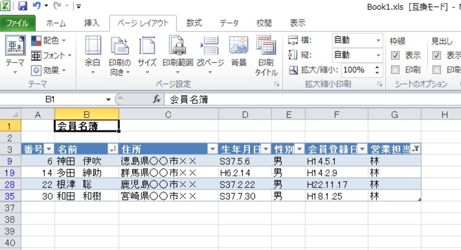 リストに絞られる